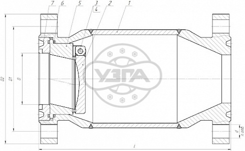 Клапан обратный поворотный фланцевый Dn50 Pn100 12Х18Н10Т