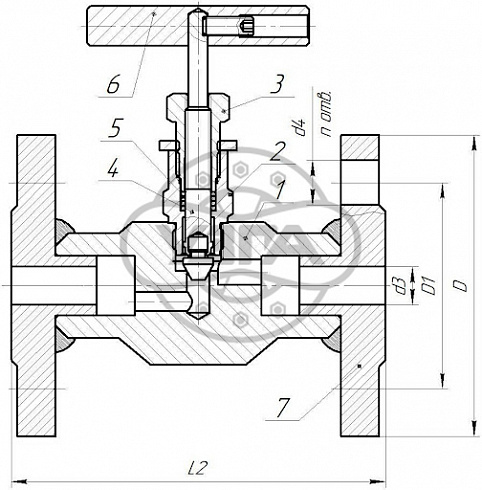Клапан запорный Dn20 Pn100 фланцевый Ст. 20 15с68нж-01