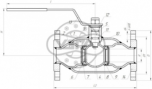 Кран цельносварной полнопроходной фланцевый Dn100 Pn16 12Х18Н10Т 10нж9пм