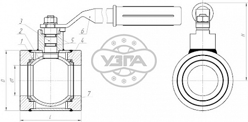 Кран шаровой типа ГШК с укороченной длиной межфланцевый Dn50 Pn6 09Г2С